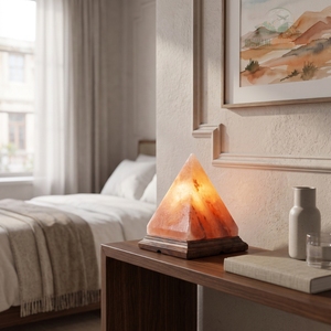 Lámpara de Mesa Piramidal Personalizada de Sal del Himalaya, Luz Ambiental de Sal Rosa Natural Purificadora de Aire para Decoración de Sala de Estar y Mesita de Noche - Product Image 4