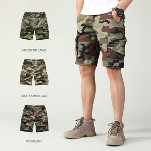 Shorts cargo camouflage vert pour homme, coupe droite, style décontracté, avec grandes poches, design populaire, prix de gros - Product Image 3