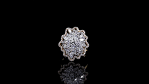 18K Solid <b>Gold</b> Marquise Diamond Floral Cluster Halo <b>Cocktail</b> <b>Ring</b> Lab Grown Diamond Women Wedding Engagement - Product Image 2
