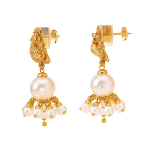 Gold Pearl Chandelier Drop Stud Earrings for Wedding and Party - Product Image 2