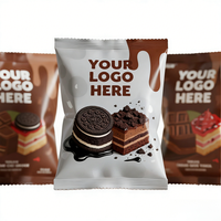 Sac d'emballage alimentaire personnalisé avec impression de logo, scellé au dos, en plusieurs matériaux, pour gâteaux et tartes