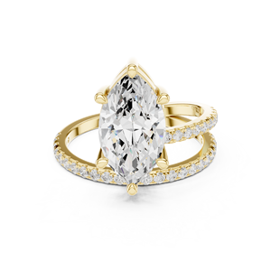 Women's 14K Yellow Gold Classic Engagement Ring IGI Certified Lab Grown Diamond 3 CT Marquise Cut Anniversary Wedding - Product Image 1