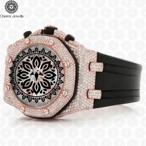 Montre de luxe Charm Jewells en acier inoxydable, cadran 43 mm, mouvement mécanique analogique, chronographe unisexe, boîtier carré, 10 ATM - Product Image 1