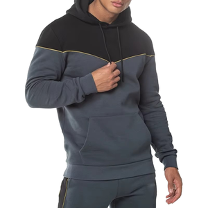 Survêtement pour homme à blocs de couleur, à capuche, longueur intégrale, respirant, en polyester et coton, décontracté, pour l'automne, avec poches latérales, coupe classique - Product Image 3