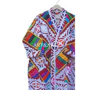 Chaqueta Kimono Vintage de Algodón con Bordado Kantha, Hecha a Mano con Estampado de Bloques, Transpirable, Ecológica, de Manga Larga para Verano, Otoño/Invierno - Product Image 2