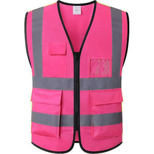 Unisex Hi Visibility Reflective Safety Vest Polyester Mesh Breathable Multiple Pockets Needle Detection Workwear Heat Transfer - Product Image 3