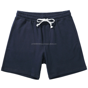 Short d'été basique cinq quarts pour hommes, taille moyenne, en coton léger de couleur unie avec logo personnalisable OEM - Product Image 4