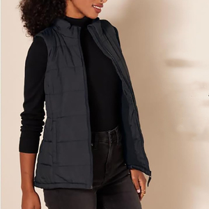 Winter Custom <b>Cropped</b> Sleeveless Women's Waterproof Breathable Windproof <b>Zip</b>-<b>Up</b> Quilted Padding Eco-Friendly Canvas Reversible - Product Image 3