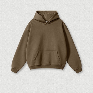 Sweat à capuche oversize en molleton de haute qualité sans cordon, mélange polyester/coton, vente en gros, impression de logo personnalisé, broderie, pour hommes - Product Image 3