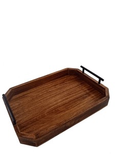 Plateau rectangulaire en bois massif, fait main, poli, décoration de table moderne - Product Image 6