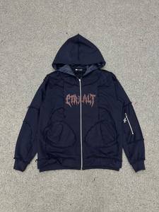 Nueva Sudadera con Capucha y Cremallera Unisex Casual 100% Algodón Oversize para Hombre, Estampado de Letras Negras, Estilo Otoñal Tejido, Rhino Fitness - Product Image 3
