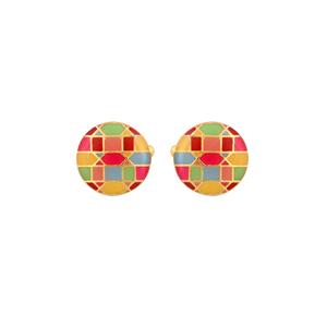 Mancuernillas Redondas de Lujo con Baño de Oro y Esmalte Multicolor para Hombre, Accesorios Geométricos para Camisa Formal, Regalo de Boda o Negocios - Product Image 6