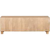 Meuble TV de luxe en bois massif de manguier - Design cannelé, style européen moderne, console TV multifonctionnelle pour salon, hôtel, maison