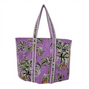 Bolsa de Mano de Algodón con Estampado de Selva Morada, Bolsa de Compras Reutilizable de Gran Capacidad, Ecológica, Bolso de Hombro para Mujer, Venta al Por Mayor - Product Image 2
