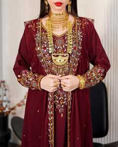 ชุดอาบายะห์ผ้าออร์แกนซ่าโพลีเอสเตอร์ปักลายสีแดงเลือดนกสำหรับผู้หญิง คอรูปหัวใจ แขนยาว ยาวถึงพื้น ยืดหยุ่นได้ สไตล์เรียบร้อย - Product Image 2