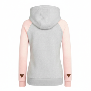 Sudadera con Capucha para Mujer, Otoño, Informal, Tejida, Transpirable, con Cierre, Diseño de Parches, Manga Larga, Largo Regular - Product Image 2