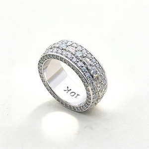 <b>Mens</b> Moissanite 925 <b>Silver</b> <b>Ring</b> Iced Multi Row Band Luxury Statement Wedding Fashion <b>Ring</b> - Product Image 6