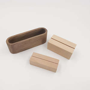 Wholesale Eco-Friendly Engraved Natural Beech Wood Rectangle Antique Modern Shelf-Sitting <b>Place</b> <b>Card</b> Holders for Events - Product Image 1