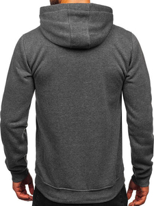 <b>Men's</b> Pullover Hoodie Light Heather Grey Fleece Sweatshirt Front Kangaroo <b>Pouch</b> Matching Drawstrings - Product Image 5