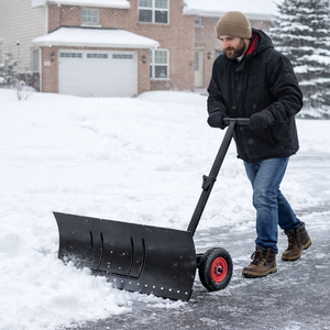 Pousse-neige moderne en acier avec roues, lame de 30 pouces, pneus pneumatiques de 10 pouces, poignée réglable, pelle à neige avec roues ODGWTO011 - Product Image 2
