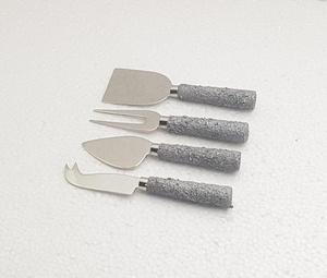 Juego de cubiertos de acero inoxidable Chapado en plata de alta calidad, diseño de hormigón dorado, mango de hormigón, corte de queso - Product Image 2