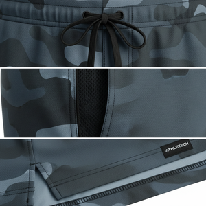 Shorts de sport camouflage personnalisés en polyester de haute qualité, séchage rapide, taille élastique, pour entraînement, course et fitness - Product Image 4