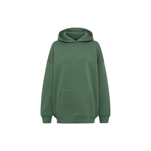 Sweat-shirt à capuche oversize pour femme, vert uni, à épaules tombantes, en molleton, avec poches, services OEM - Product Image 4