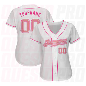 เสื้อเบสบอลแฟชั่นอเมริกัน ยูนิเซ็กส์ ไซส์พลัส ทรงหลวม สไตล์วิทยาลัย ซอฟต์บอล สีขาวชมพู ไซส์กลาง เสื้อเบสบอลของแท้ - Product Image 3