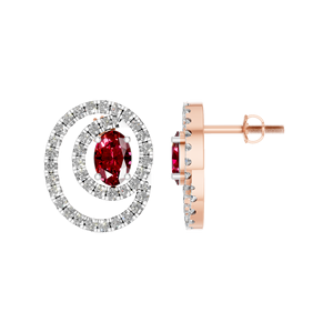 Elegant Fine Jewelry for Women Natural Ruby <b>Halo</b> Spiral Stud <b>Earrings</b> in 14K & 18K White & Rose Gold with Diamond IGI Certified - Product Image 2