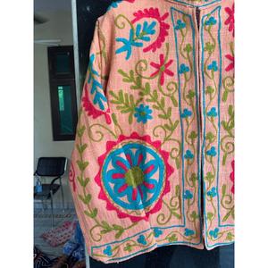 Chaqueta Bomber de Algodón Rosa Vintage Bordada a Mano con Cuello Mandarín, Manga Larga, Estampado Floral, Ecológica para Mujer, Primavera - Product Image 2