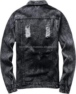 Blouson en jean tendance pour homme, coupe-vent et respirant, col montant, style déchiré, haute qualité - Boomlet Corporation - Product Image 2