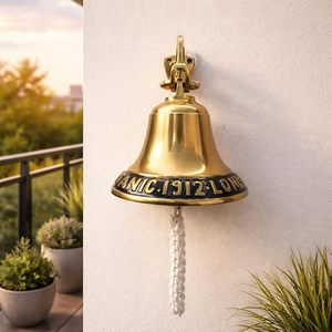 Handmade Aluminium Wall Bell Vintage <b>Nautical</b> Door Hanging Bell 1912 Decorative Marine Home <b>Decor</b> Wall <b>Decor</b> - Product Image 5
