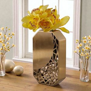 Vases en métal géométriques modernes en gros, lot de 2, finition dorée, vases décoratifs pour la décoration de la maison - Product Image 5