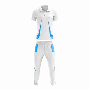 Uniforme de cricket professionnel pour hommes, ensemble maillot et pantalon personnalisés pour équipe, imprimé par transfert thermique, col en V, manches courtes, 100% polyester - Product Image 4