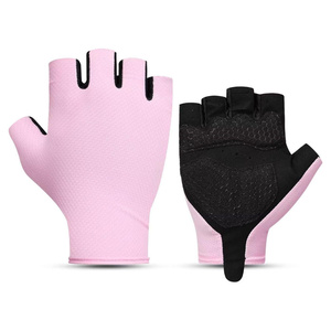 Bike Gloves for Women Shock Absorbing Pad Finger Less Cycling Gloves Polyester Breathable Half Finger - Product Image 1