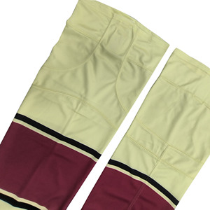 Yellow Maroon Striped Basketball Knee High <b>Leg</b> <b>Warmers</b> Breathable Knitted Adult Sport Socks - Product Image 5