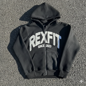 เสื้อฮู้ดดี้ปักลาย 400GSM ผ้าฝ้ายฟลีซหนานุ่ม ปักลายแบบทำเก่า ซิปหน้า สีซีดจาง ขายส่ง - Product Image 5