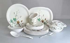 Modern melamine <b>Dinnerware</b> <b>Set</b> Geometric Pattern Round Plates Bowls Serving Spoon Dishwasher Safe - Product Image 2