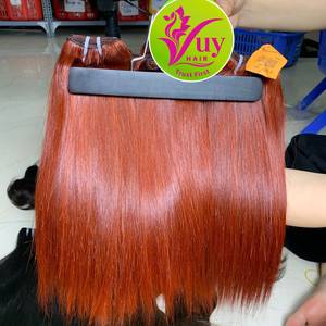 VuyHair Extensions de cheveux humains vierges à 100 % couleur gingembre, lisses comme des baguettes, avec closure, double trame, vente en gros, livraison rapide dans le monde entier - Product Image 1