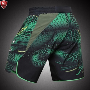 Pantalones Cortos de Boxeo para Hombre con Estampado de Dragón, Sublimados, de Secado Rápido, Deportivos, Cintura Elástica, Corte Medio, Verde y Negro, Poliéster, Cordón Ajustable - Product Image 2