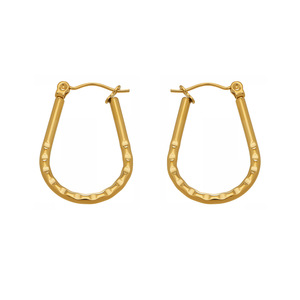 Aros de Acero Inoxidable con Baño de Oro de 18K en Forma de U Texturizados al por Mayor - Product Image 1