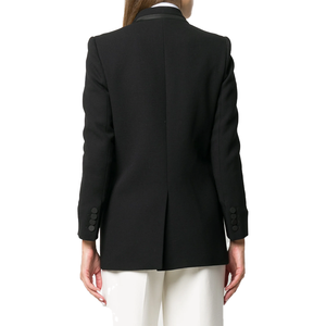Blazer Negro Antiarrugas para Mujer, Hecho a Medida, Doble Botonadura, Tejido, para Negocios o Hermandades, con Logotipo Bordado, Precios Económicos - Product Image 4
