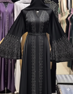 อาบายะห์สตรีแบบดั้งเดิมสีดำสวยงาม รุ่นใหม่ปี 2026 สไตล์ตุรกี ผลิตจากโพลีเอสเตอร์ ระบายอากาศได้ดี เหมาะสำหรับวันอีด ความยาวระดับข้อเท้า แขนยาว - Product Image 1