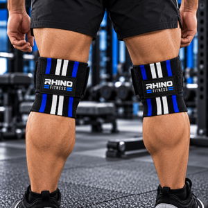 RHINO FITNESS Adjustable Breathable Nylon <b>Knee</b> Wraps Stabilizer Hook Loop <b>Strap</b> Leg <b>Support</b> Unisex - Product Image 3