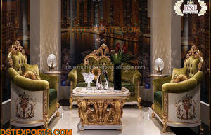 Juego de Sofás de Madera de Teca Tallada a Mano Estilo Francés, Duradero, Color y Tamaño Personalizables, Acabado Dorado y Blanco - Product Image 6