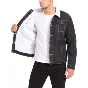 Autumn Winter Men's <b>Cropped</b> <b>Denim</b> <b>Jacket</b> with Zipper Stand Collar Customized Logo-Solid Outerwear with OEM Service and Pockets - Product Image 2