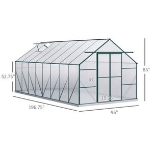Serre Moderne en Aluminium 16FT X 8FT avec Verre Trempé et Polycarbonate pour Culture Hydroponique, Utilisation en Jardin, Options Bois, Acier, Plastique - Product Image 3