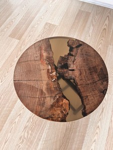 <b>Epoxy</b> <b>Table</b> Handmade Natural Wood Resin <b>Coffee</b> <b>Table</b> Rustic Luxury Living Room Centerpiece Natural Grain Finish - Product Image 5