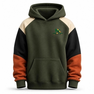 Sweat-shirt à capuche pour homme, color block, décontracté, manches raglan, poche kangourou, logo personnalisé OEM - Product Image 3
