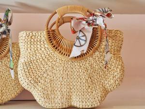Wholesale Embroidered Water Hyacinth <b>Bag</b> & Hat Set Handmade in Vietnam for Summer - Product Image 2